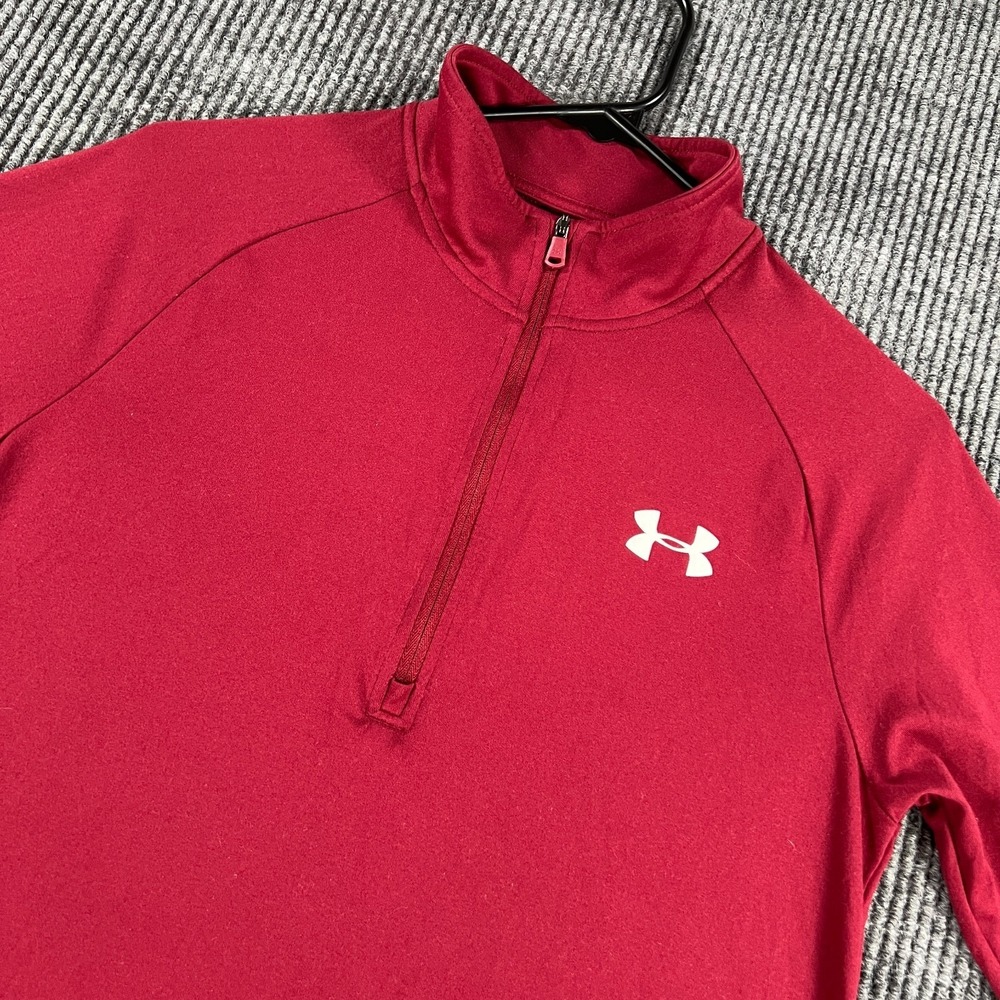 Under Armour Pullover Shirt Womens XS Extra Small Red Long Sleeve Loose Fit 1/4